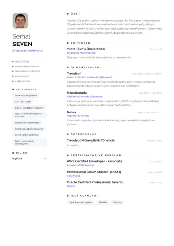 Bilgisayar Mühendisi CV Örnekleri cv indir